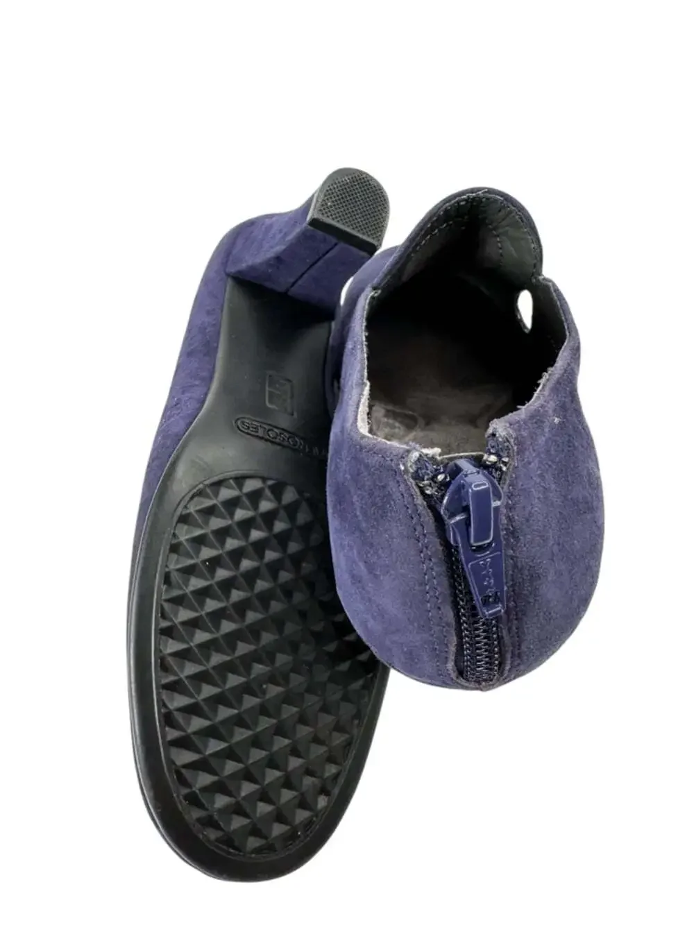 Aerosoles Navy Suede Shooties Cutout Back Zip Block Heel Comfort Womens 6.5